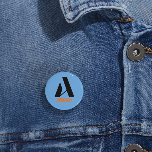 Round Pin — Blue Logo Button with 'APRONO' Text