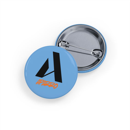 Round Pin — Blue Logo Button with 'APRONO' Text